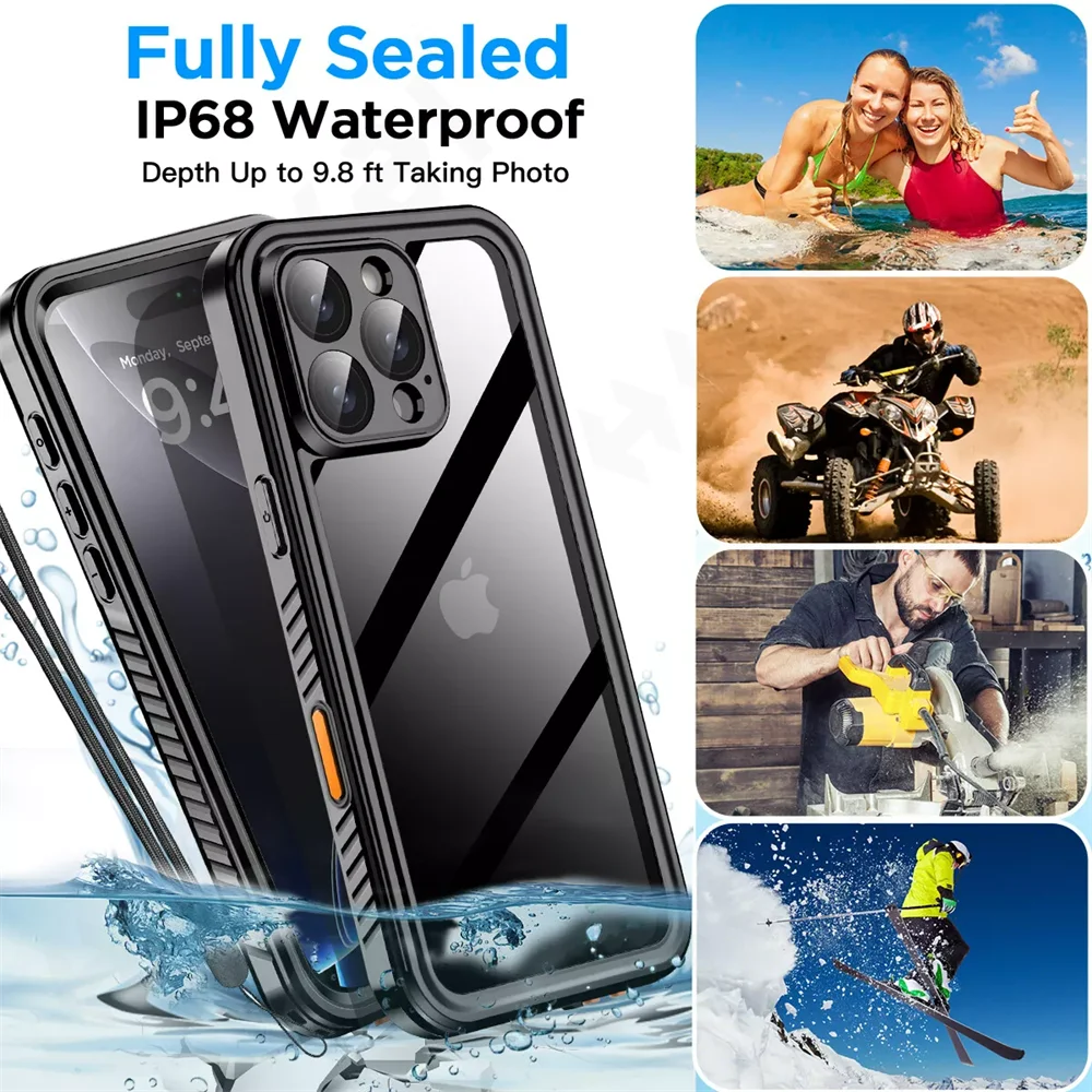 Étui étanche IP68 pour iPhone 17 16 15 14 13 12 11 Pro Max XR XS Plus, couverture sous-marine de luxe en métal et aluminium pour téléphone de natation